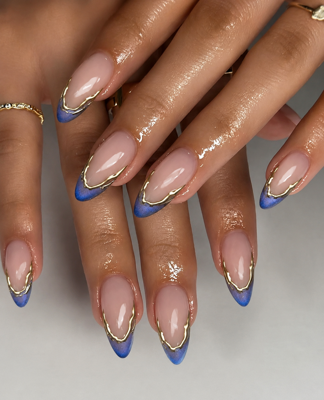 Blue French Tip Nails
