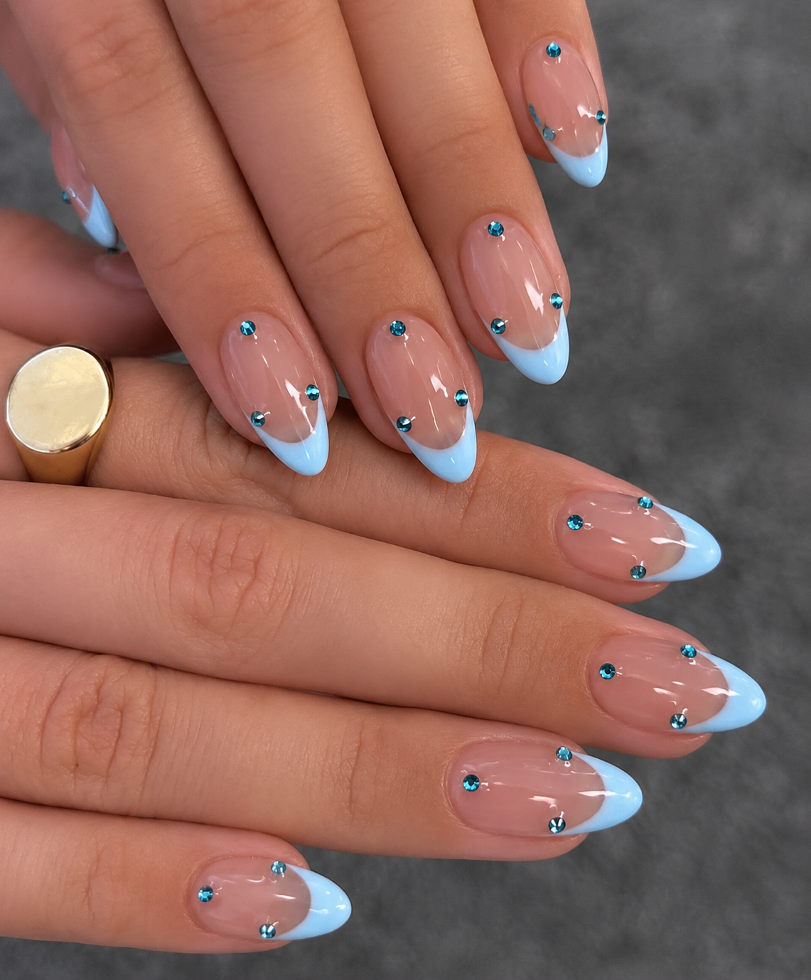 Blue French Tip Nails