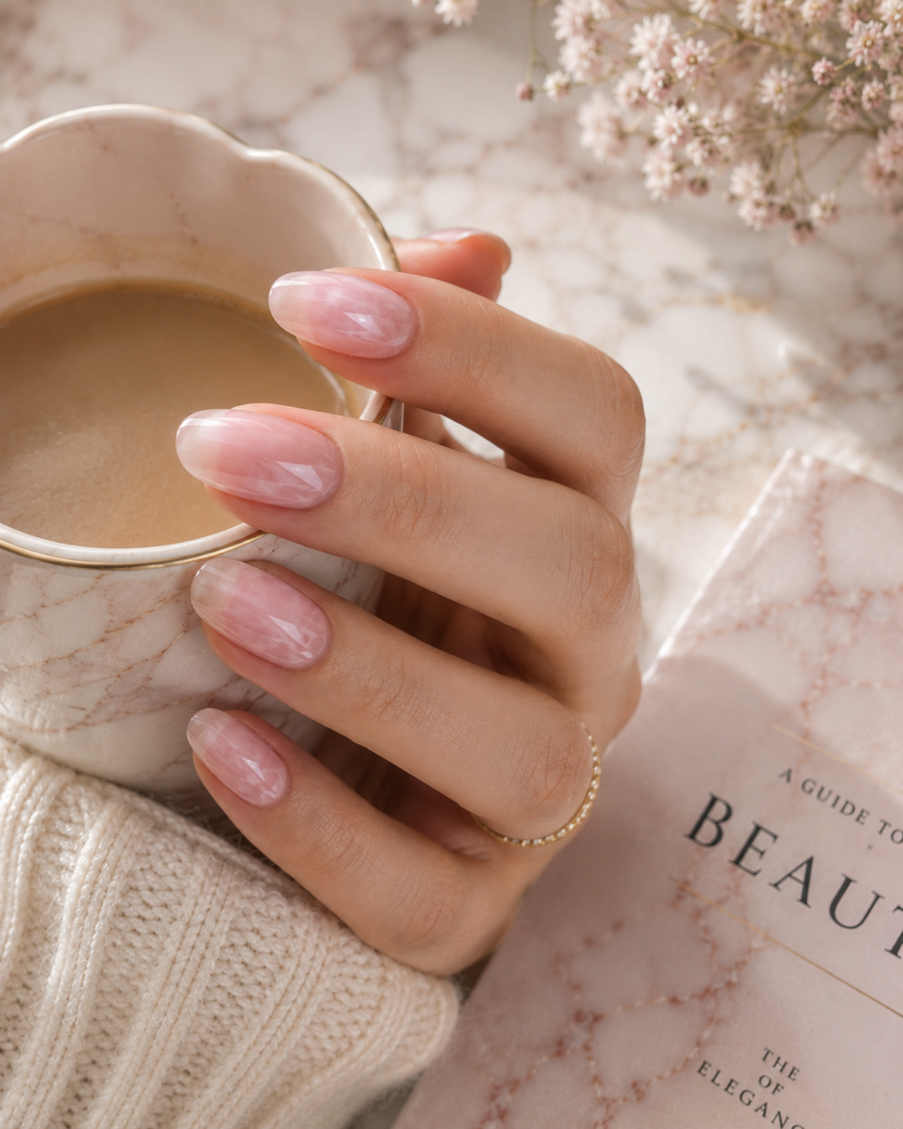 milky rosé nails