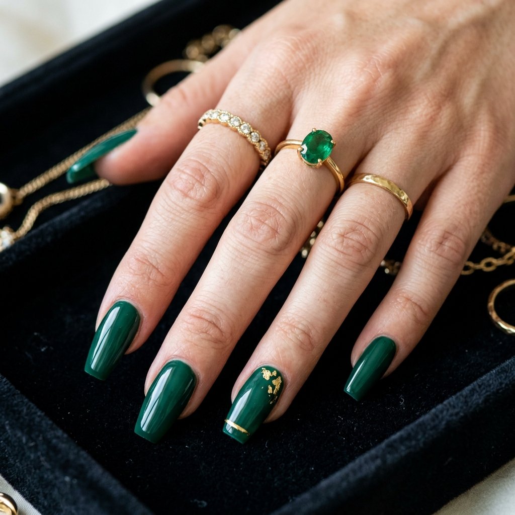 Emerald Jewel-Tone Nails