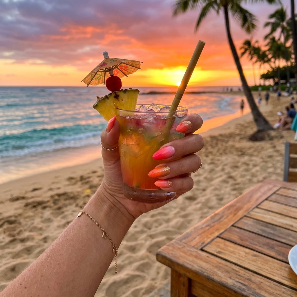 Tropical Sunset Ombre Nails
