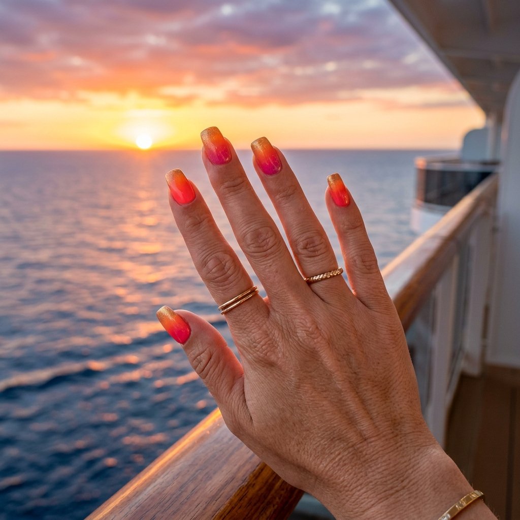 Tropical Sunset Ombre Nails