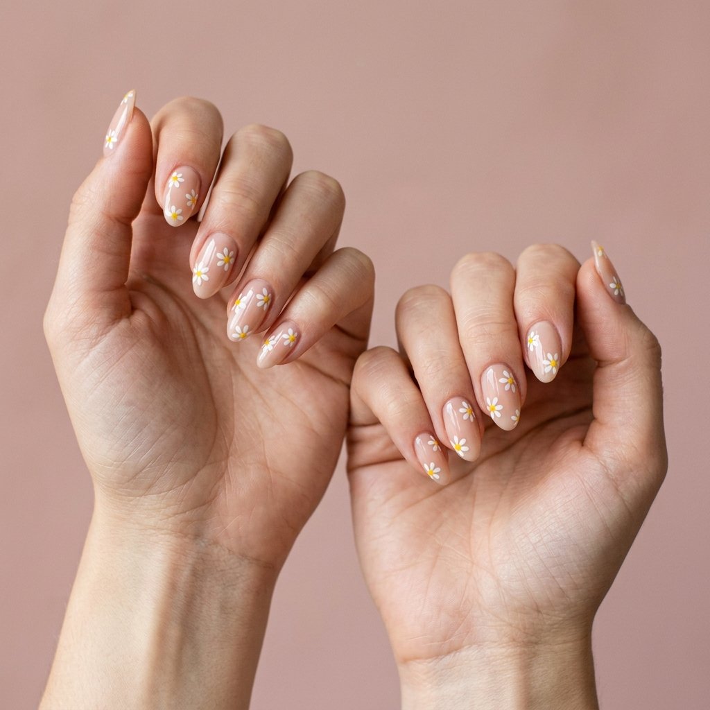 daisy nail design