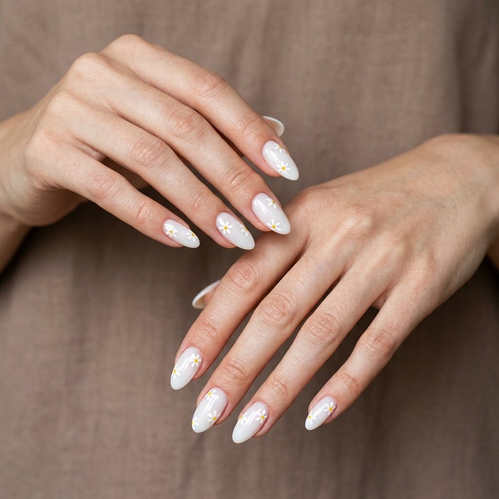 daisy nail design