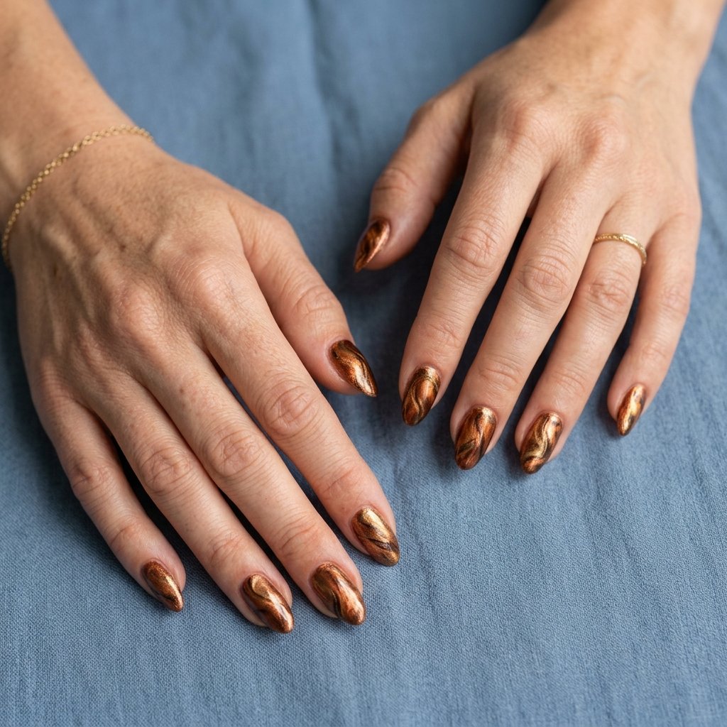 Molten Copper Marble Nails