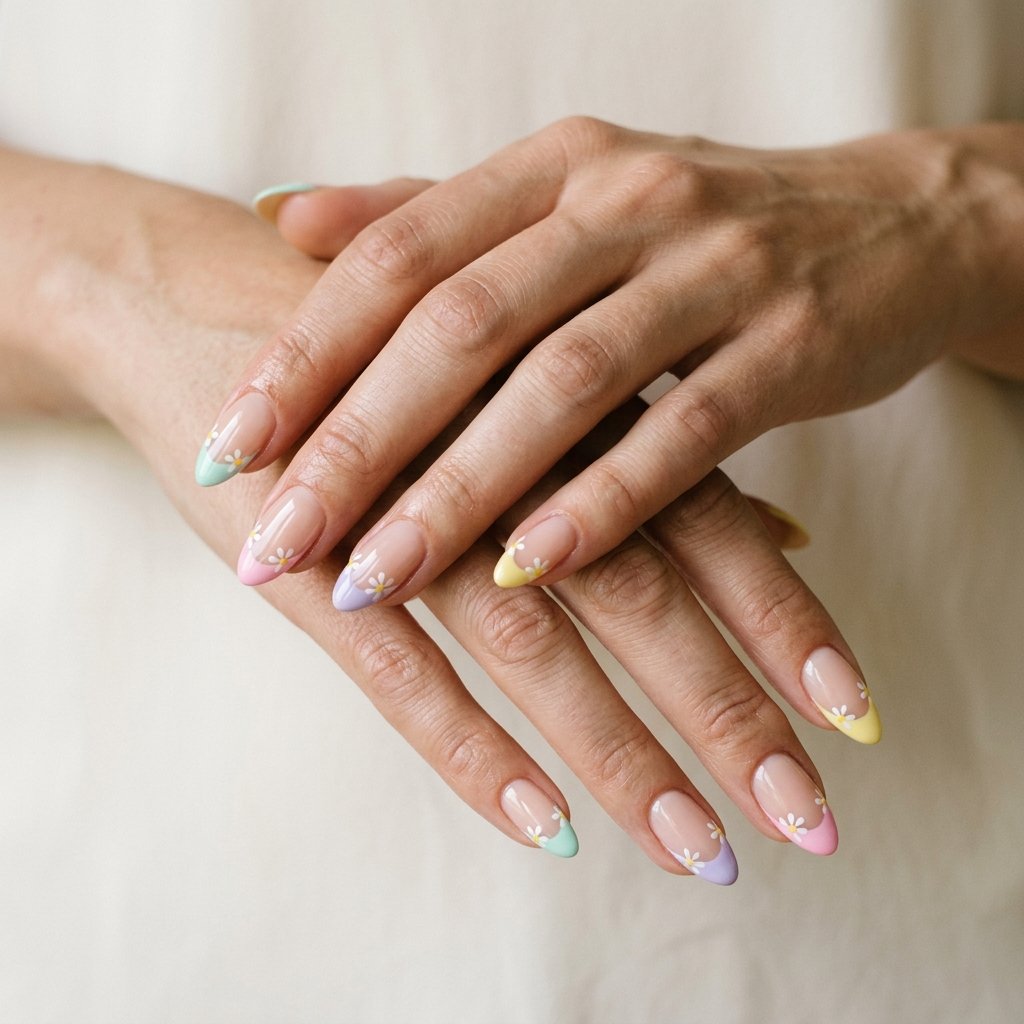 daisy nail design