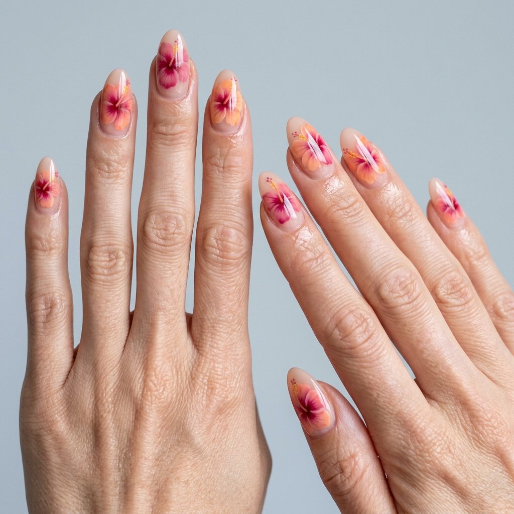 hibiscus flower nail