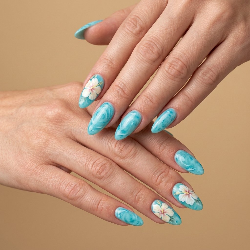hibiscus flower nail