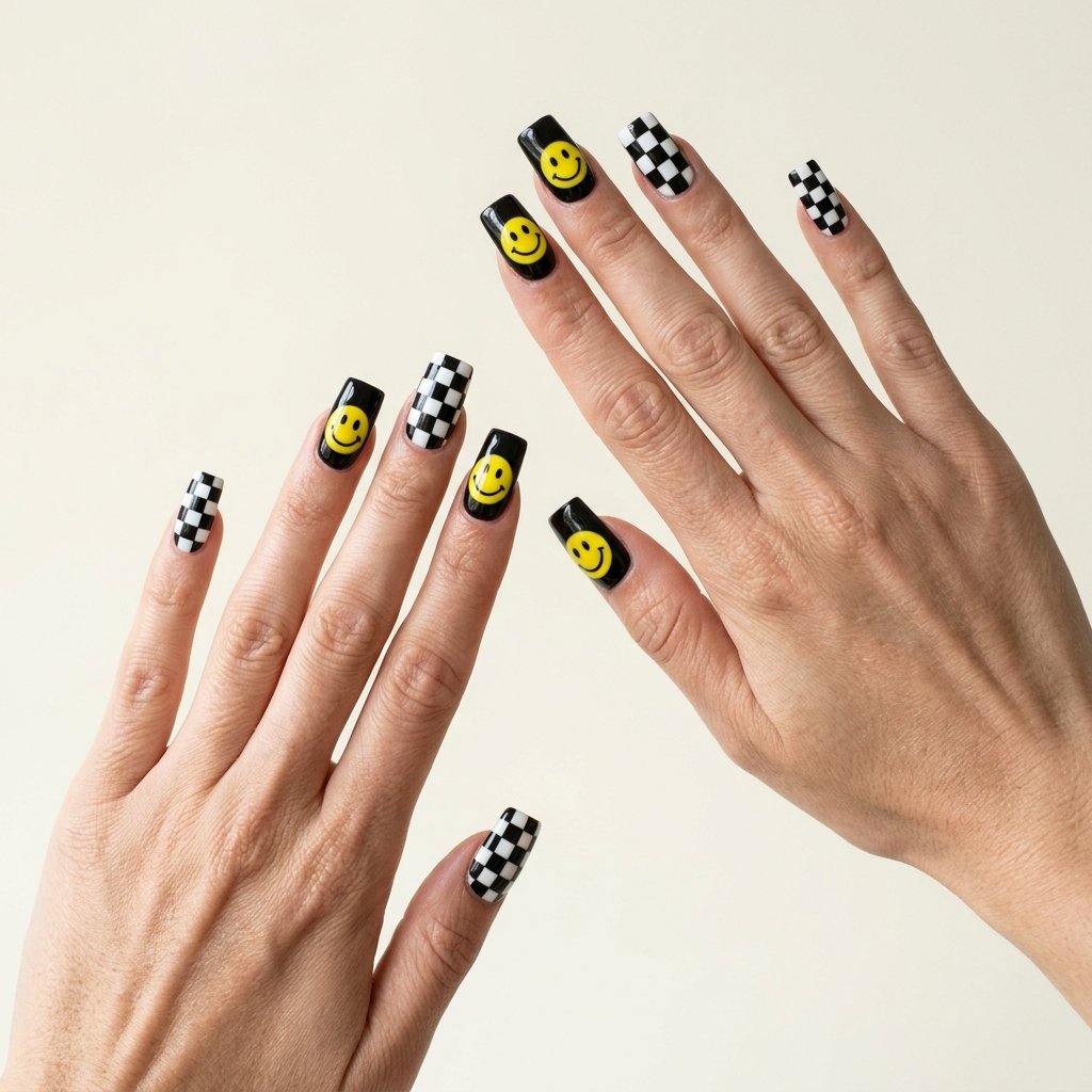 smiley face nails