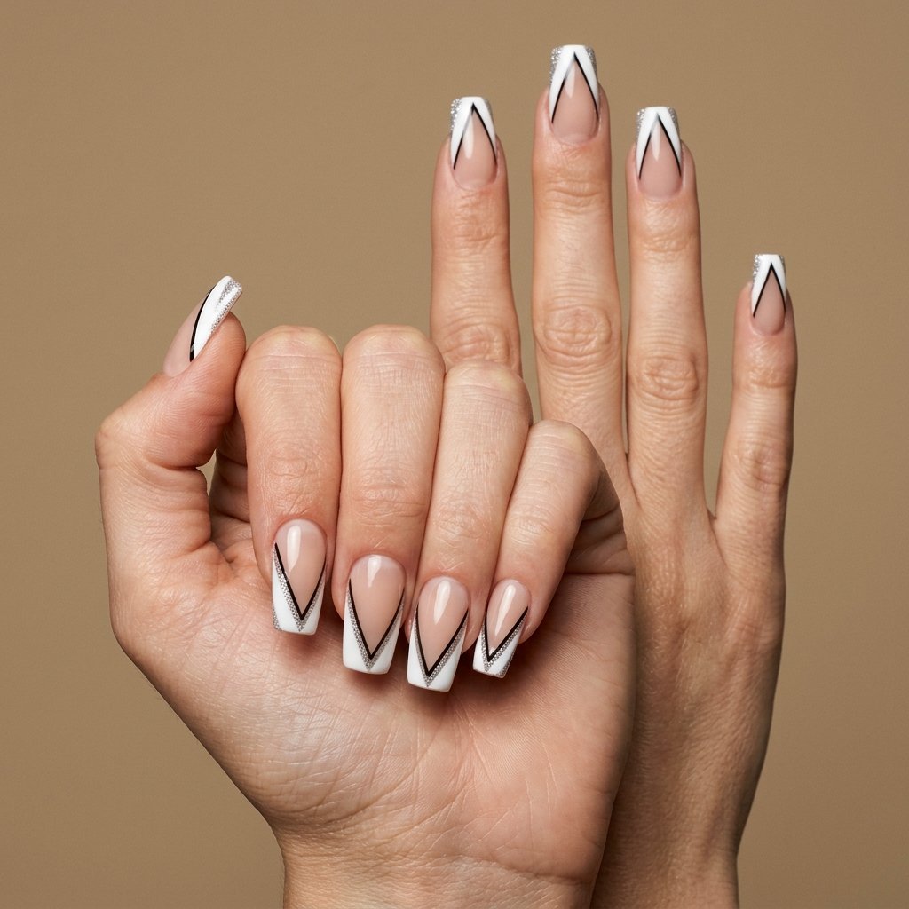 v cut french nails