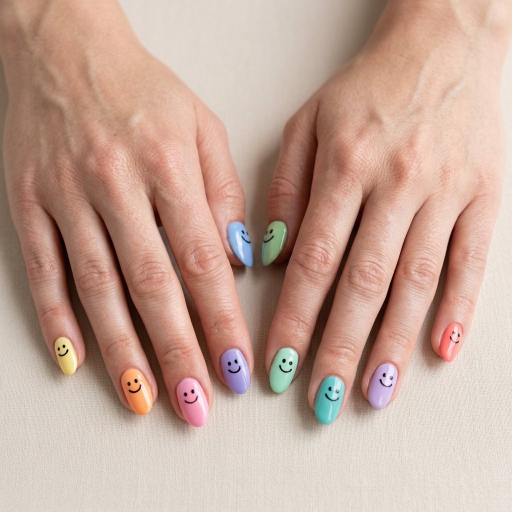 smiley face nails