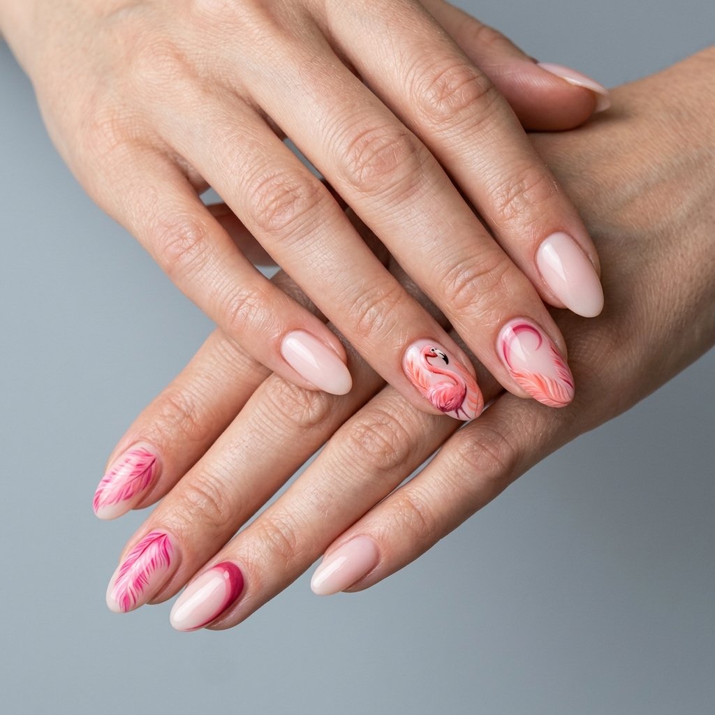 flamingo nails