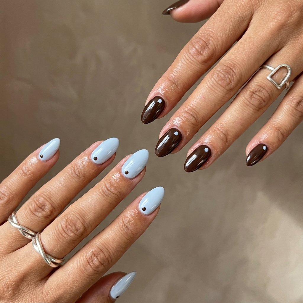 brown and blue nails
