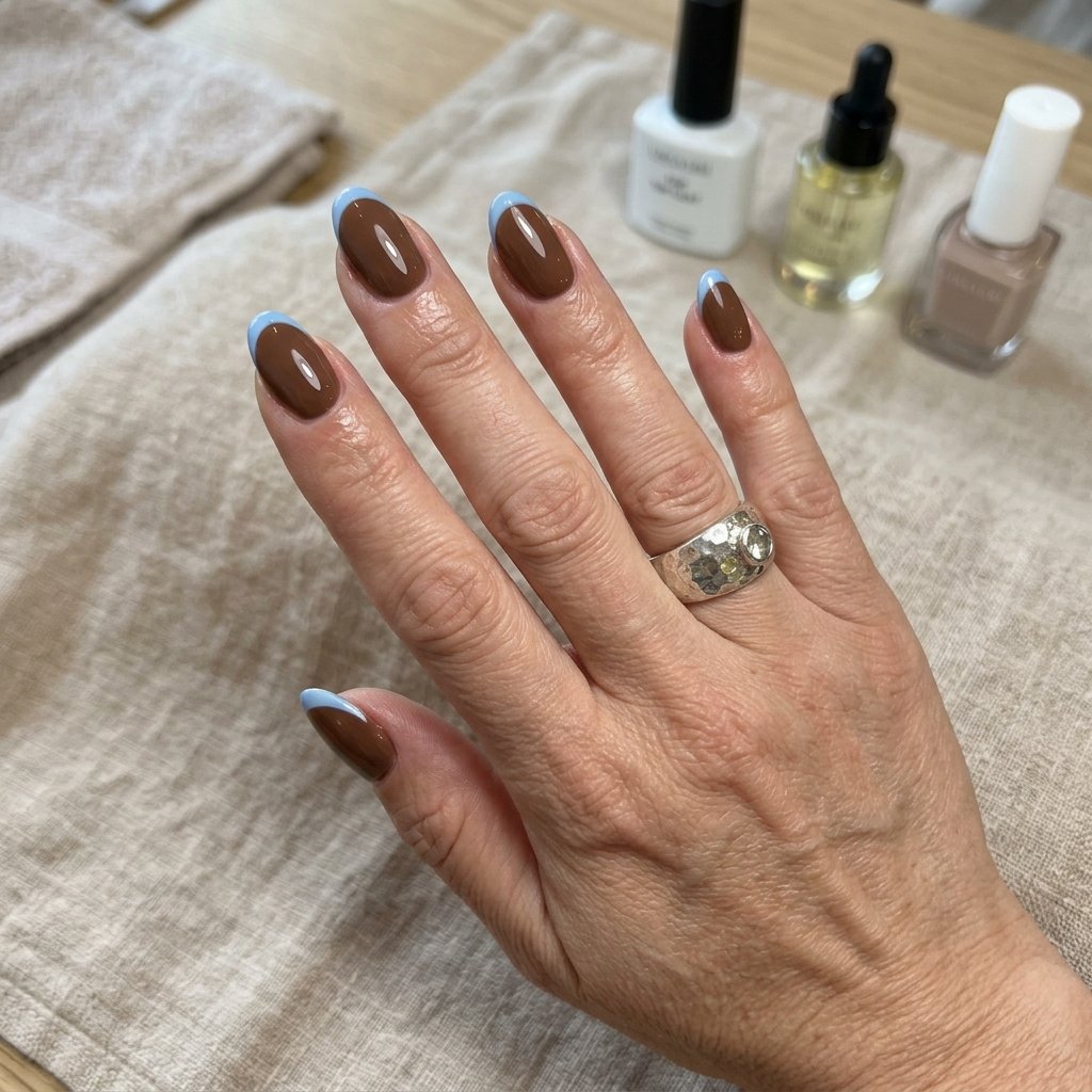 brown and blue nails