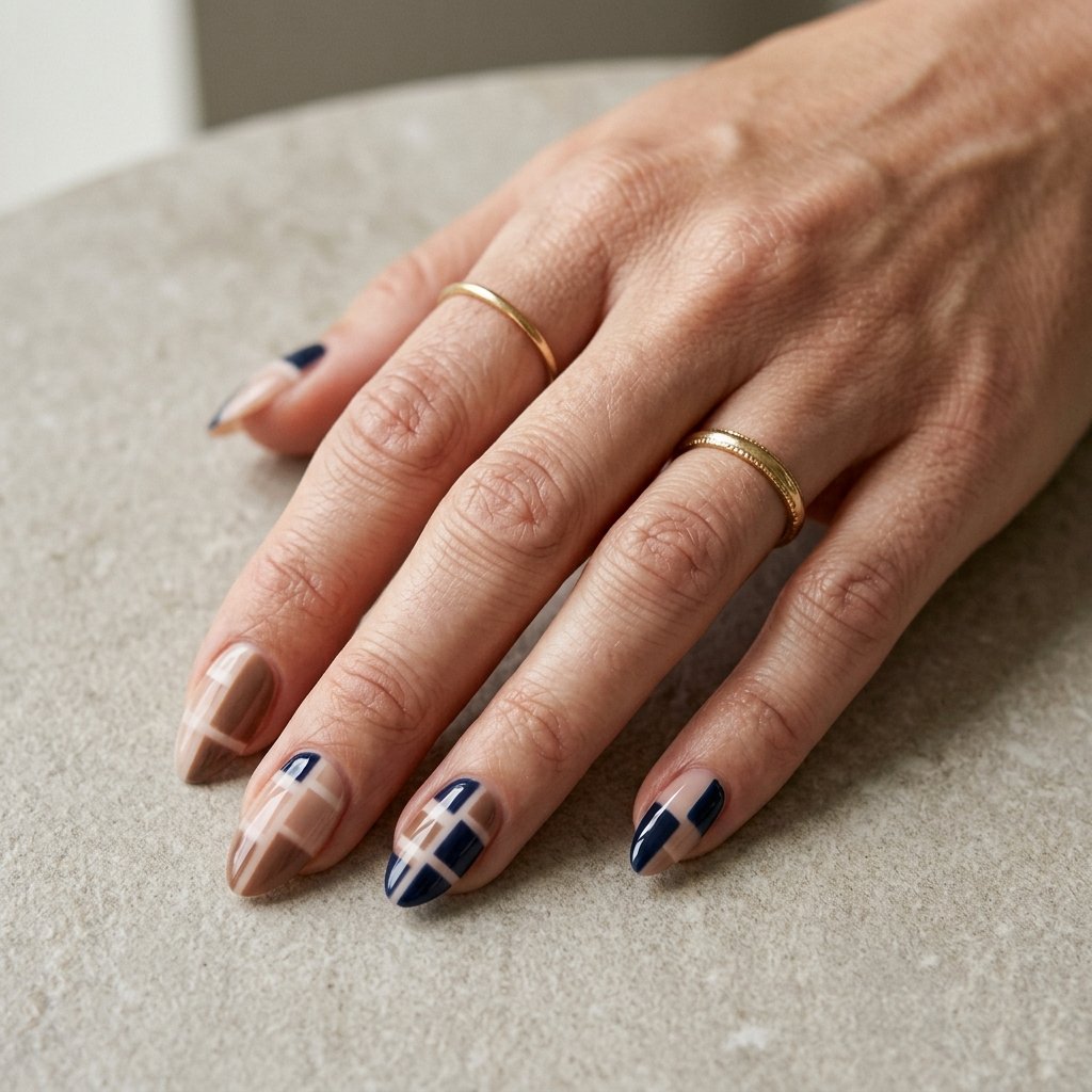 brown and blue nails