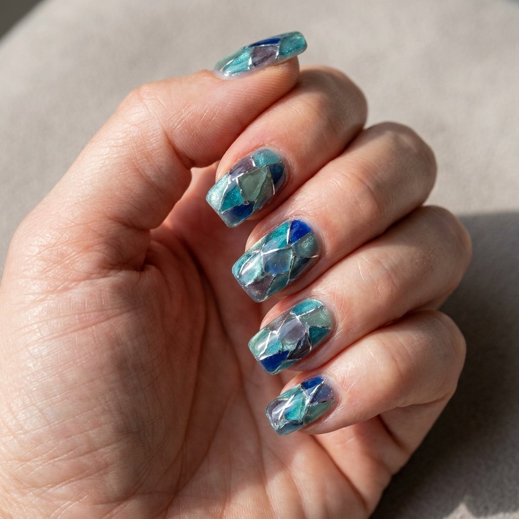 teal nail designs