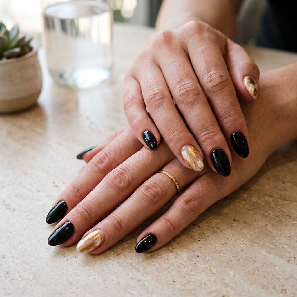 black and gold nails