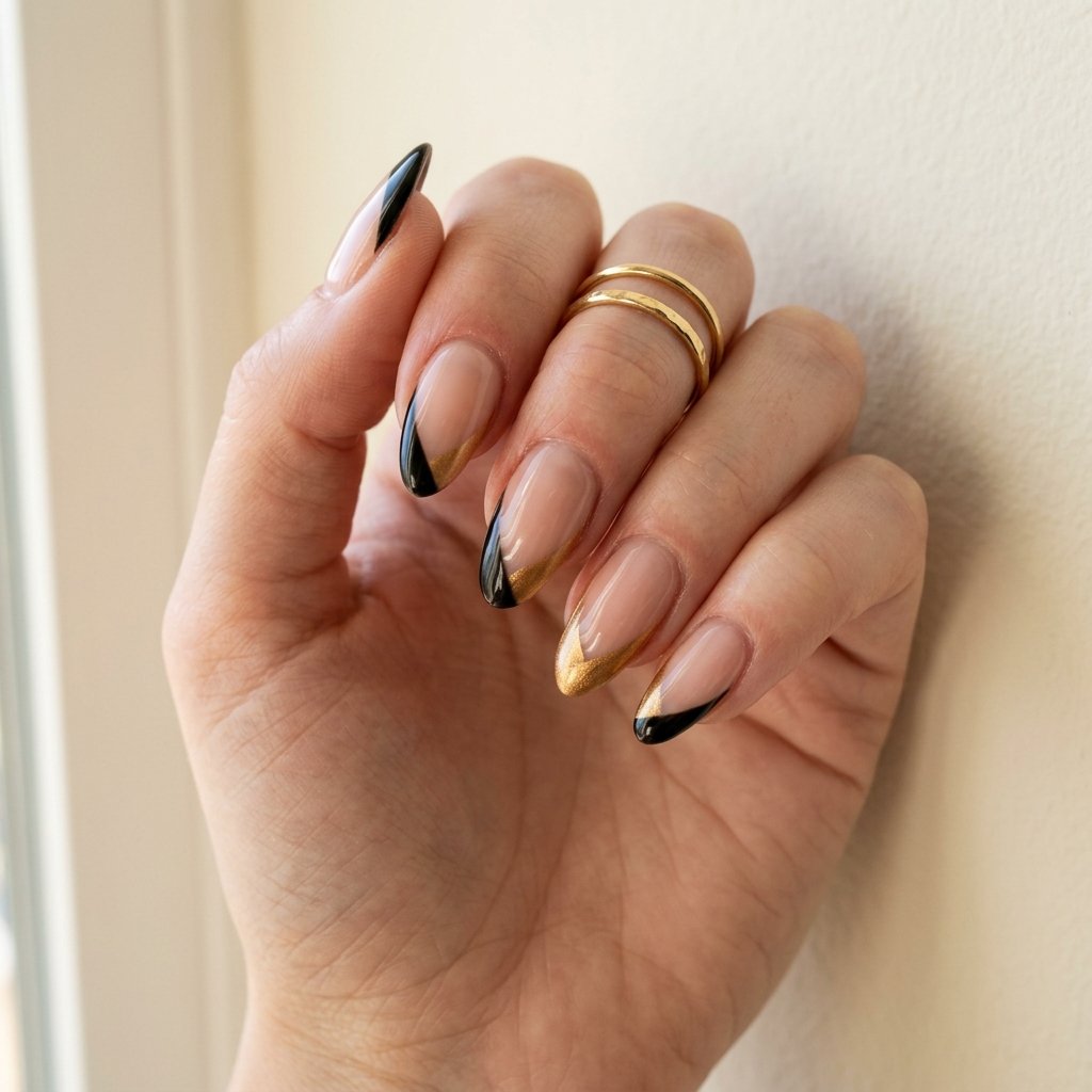 black and gold nails
