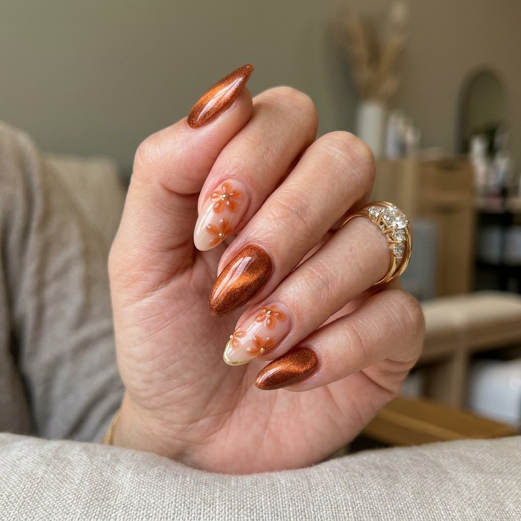 fall floral nails