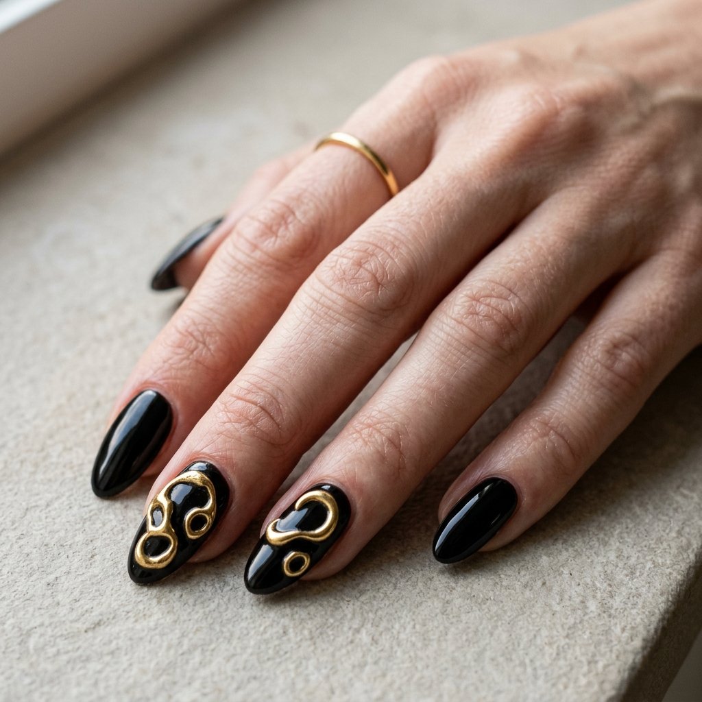 black and gold nails