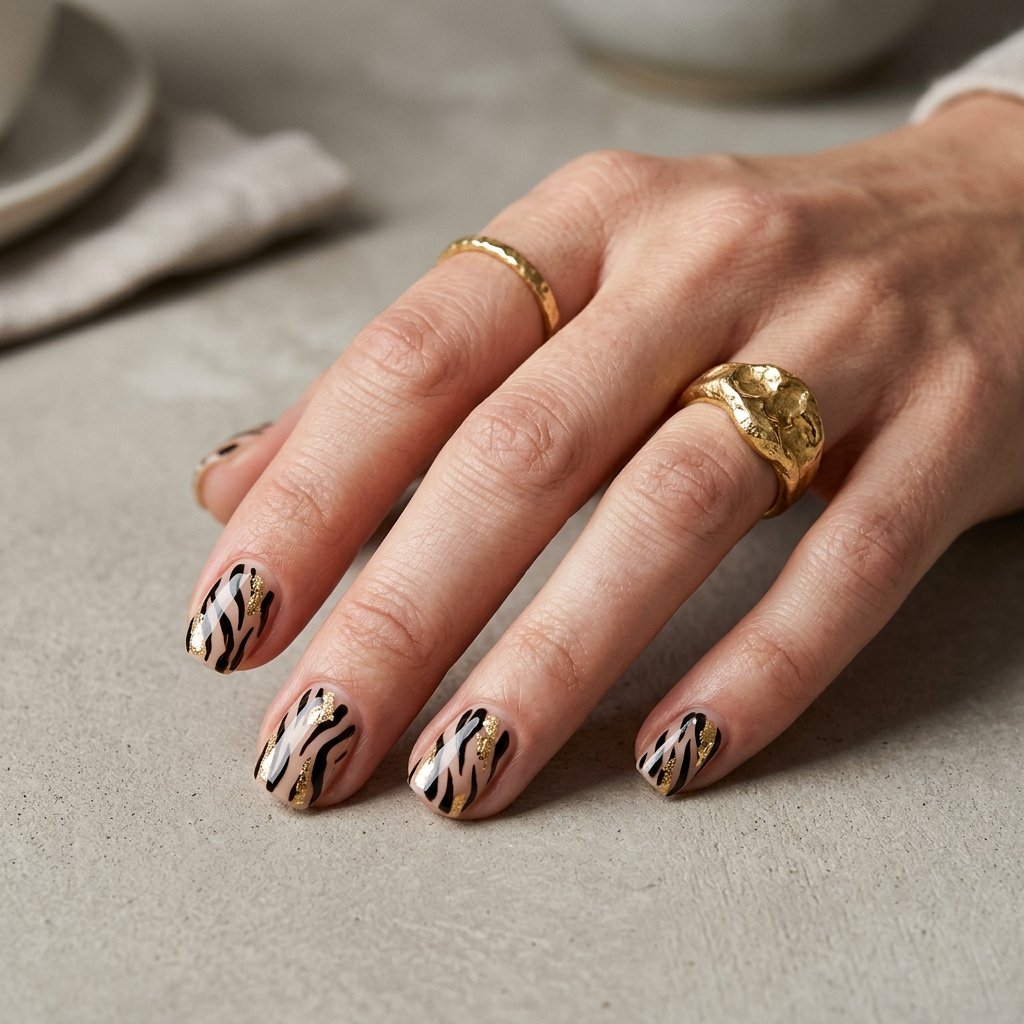 black and gold nails